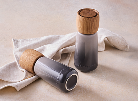 French press, teakettle and coffee service with mugs, all in oyster grey
